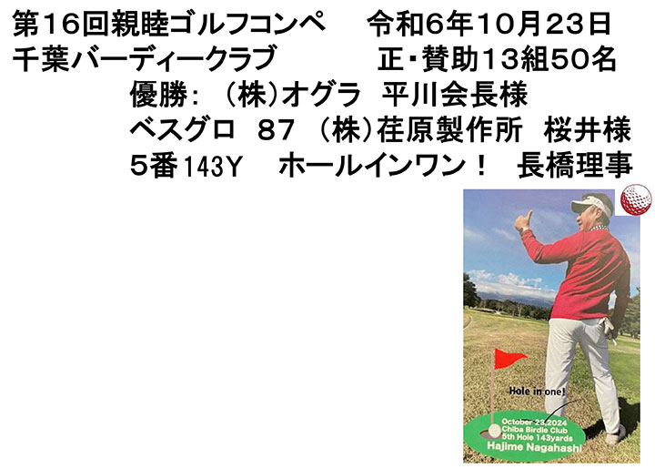 第16回千葉県管工機材商組合親睦ゴルフコンペ